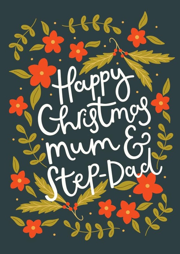 Pretty Christmas Card - Mum And Step Dad - Festive Florals created by Abbie Imagine
