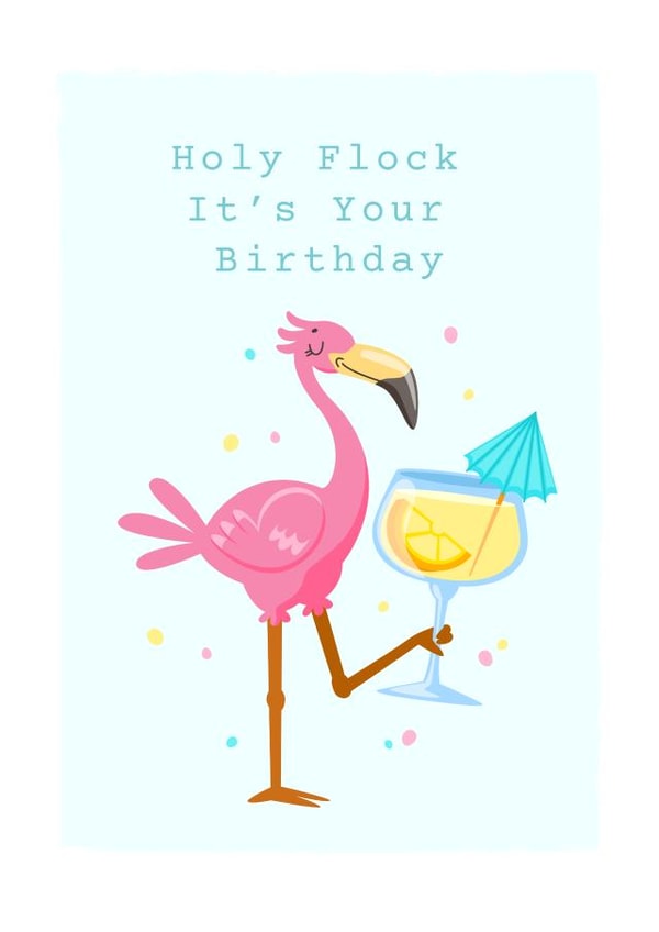 Humorous tongue in cheek, flamingo birthday card. created by The Handmade Card Company