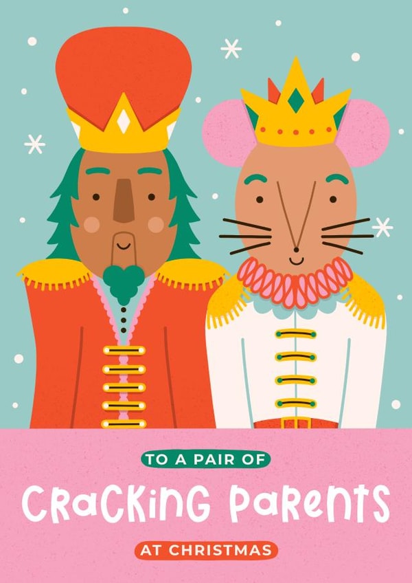 Cute Christmas Card - For Parents - Nutcracker And Mouse created by Joanne Hawker