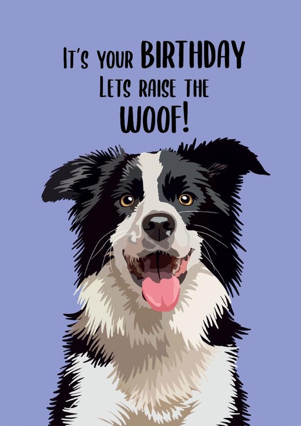 Funny Birthday Card - Border Collie - Lets Raise The Woof! created by BB Designs