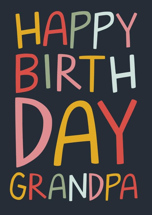 Classic Birthday Card - For Grandpa - Typography created by Laurent Collective