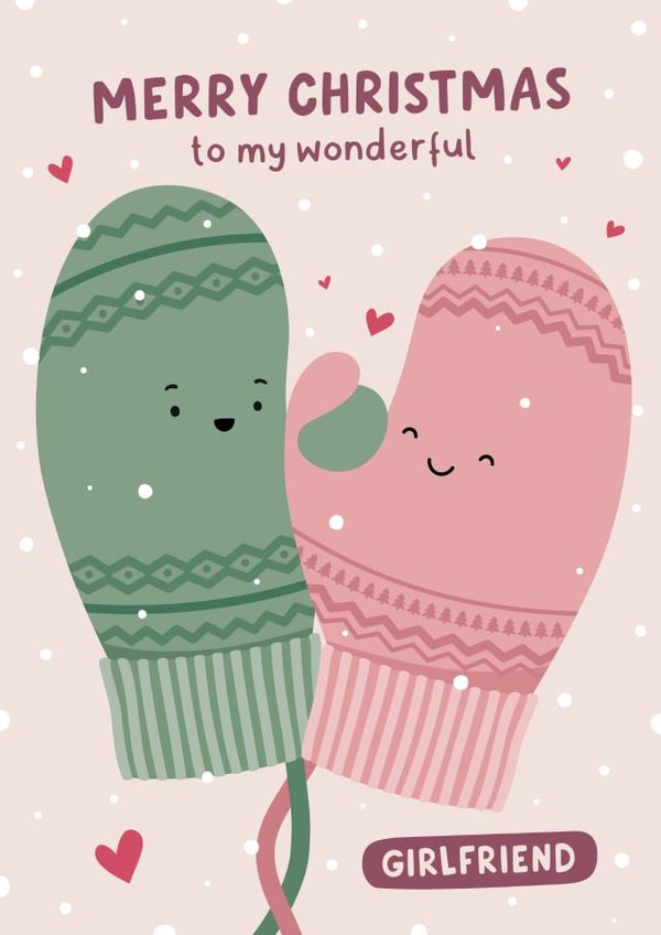 Cute Christmas Card - For Girlfriend - Mittens created by Fliss Muir
