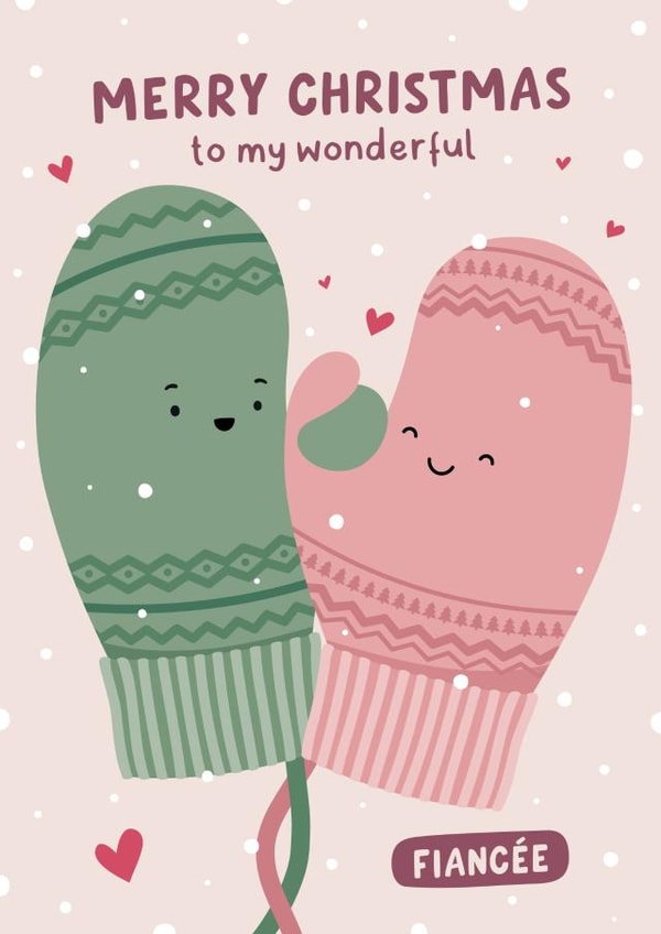 Cute Christmas Card - For Fiancée - Mittens created by Fliss Muir