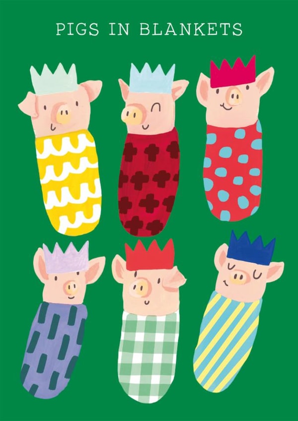 Cute Christmas Card - Pigs In Blankets - Wrapping Paper created by Holly Fox