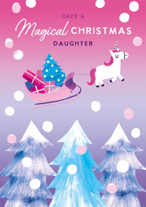 Cute Christmas Card - For Daughter - Unicorn created by Holly Fox