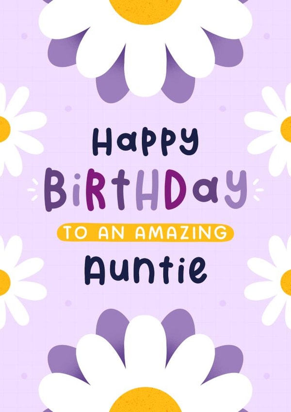Cute Birthday Card - For Auntie - Daisies | thortful