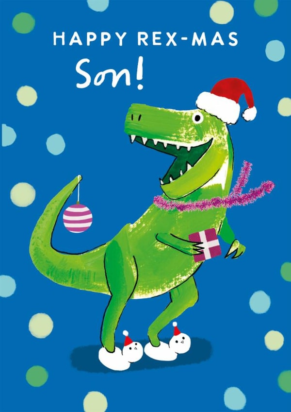 Cute Christmas Card - For son - Dinosaur created by Holly Fox