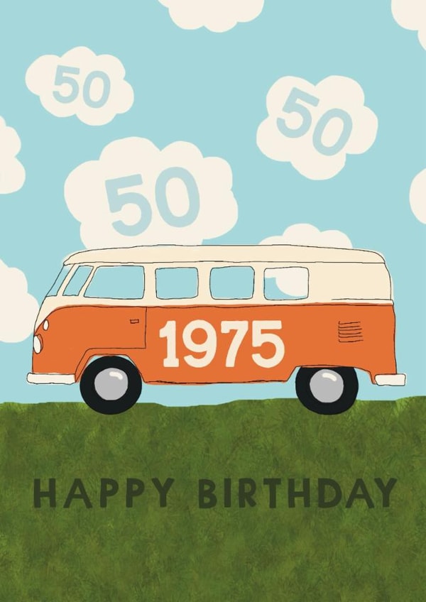Classic 50th Birthday Card - Campervan - 1975 created by Giddy Kipper