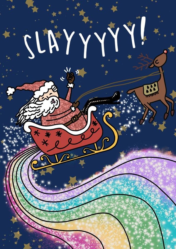 Funny Christmas Card - Santa - Slayyyyy! created by Sarah Harding