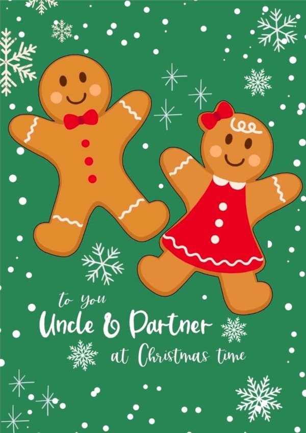 Cute Christmas Card - For Uncle & Partner - Gingerbread created by Lots of Love, Hannah 