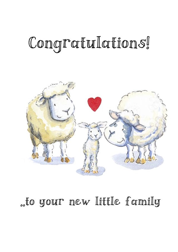 Cute New Baby Card - Sheep Family created by Kate Garrett