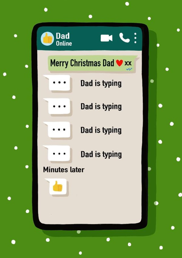 Funny Christmas Card - Dad Texting - Thumbs Up created by Nicola Watson
