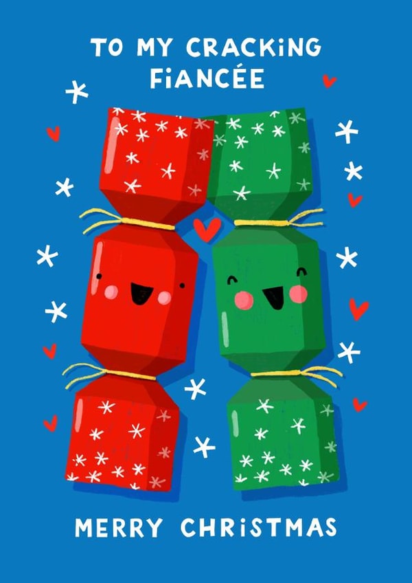 Cute Christmas Card - Cracking Fiancée - Pun created by Nicola Watson