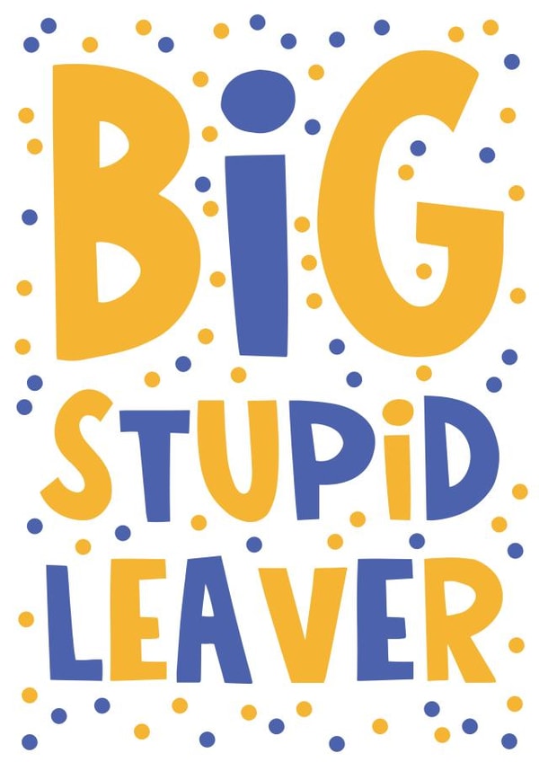 Funny Leaving Card - Big Stupid Leaver - Typography created by Lucy Maggie Designs