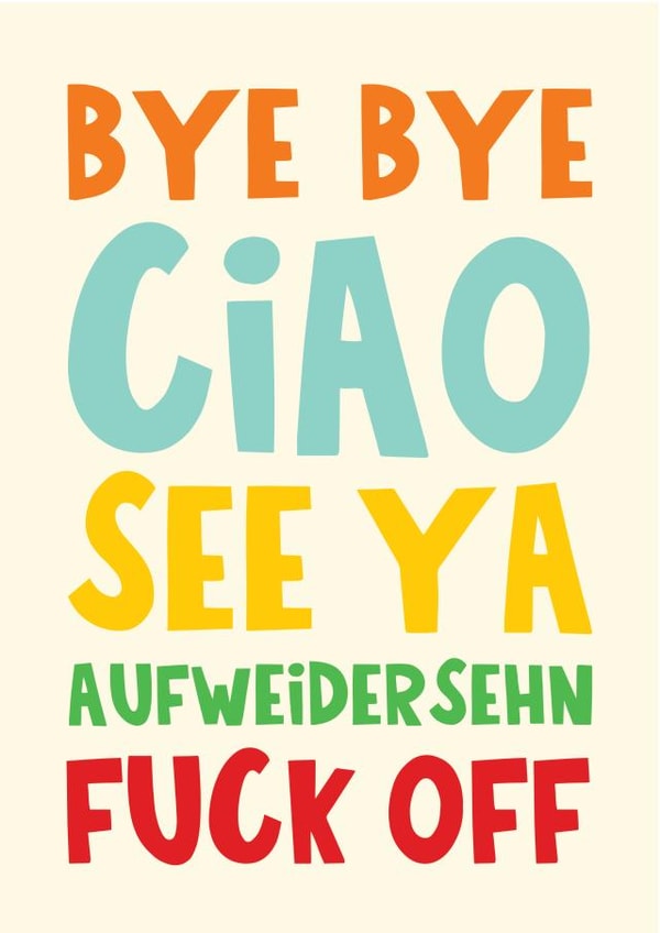 Rude Leaving Card - Ciao - Aufweidersehn created by Lucy Maggie Designs