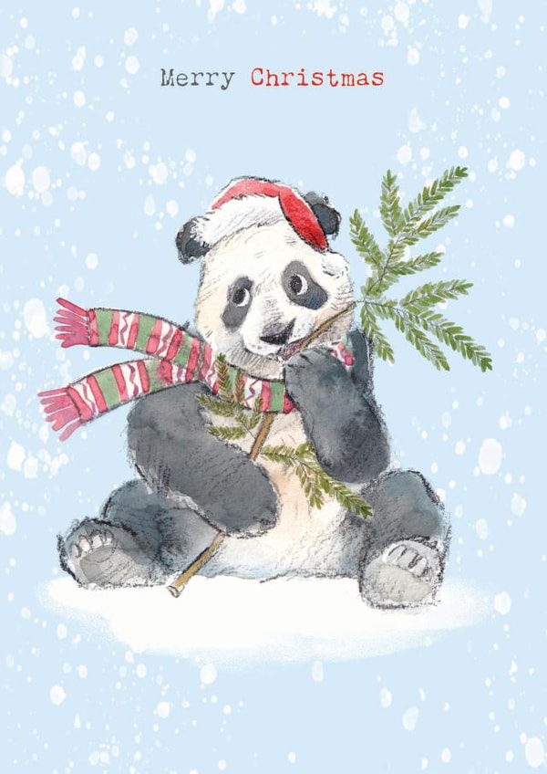 Cute Christmas Card - Panda illustration - Merry Christmas created by Paper Shed Design