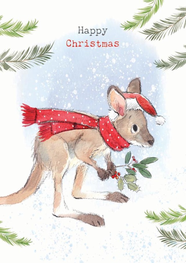 Cute Christmas Card - Kangaroo Illustration - Happy Christmas created by Paper Shed Design