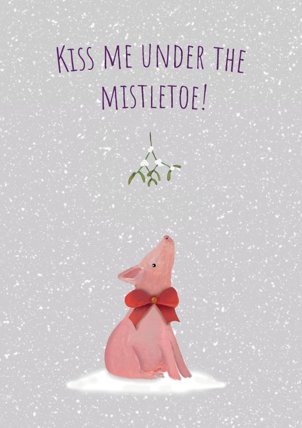 Cute Christmas Card - Pig - Mistletoe created by JodieArt