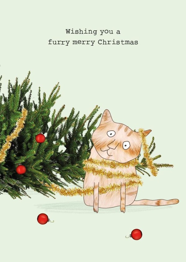 Funny Christmas Card - From The Cat - Furry Merry Christmas created by Rosie Made A Thing