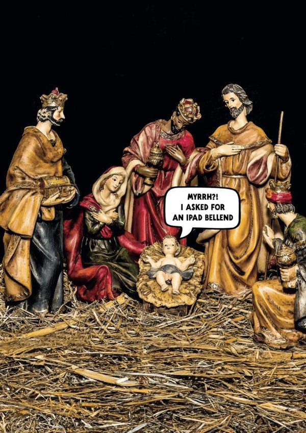 Rude and Funny Christmas Card - iPad - Nativity Scene created by The Buddy Fernandez Card Co.