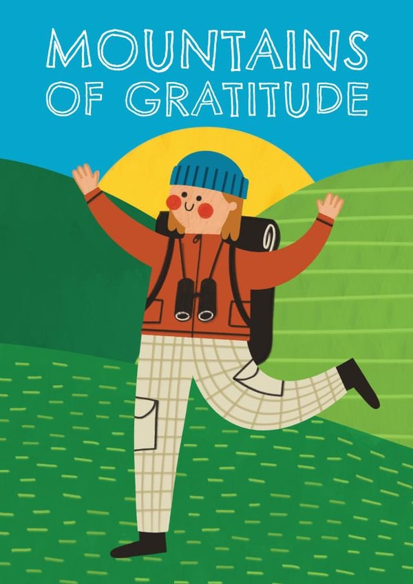 Cute Thank You Card - Hiker - Mountains of Gratitude created by AbiGoLucky