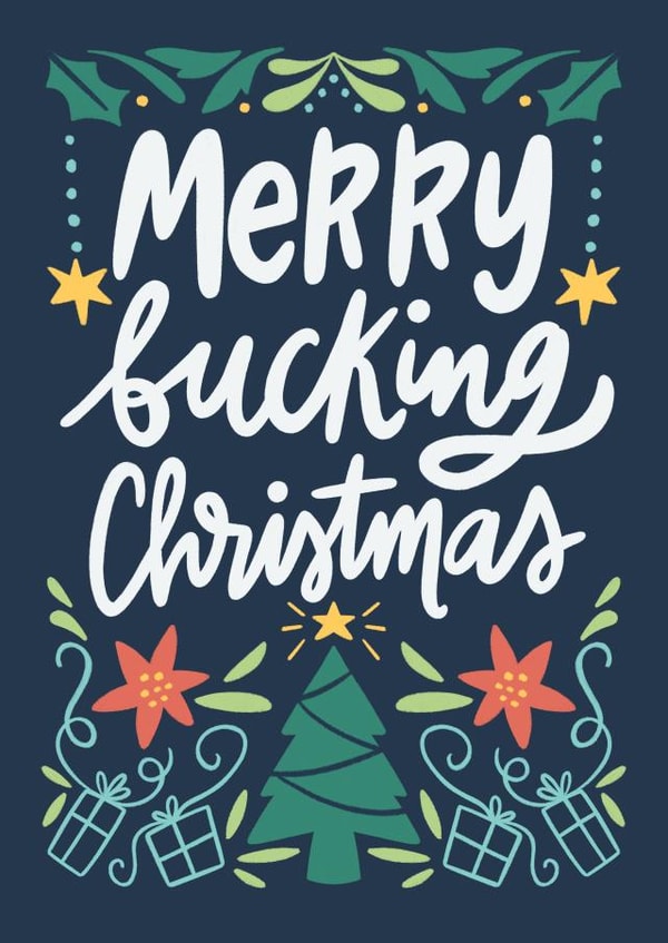 Funny Christmas Card - Merry Fucking Christmas - Typography created by Happy Introvert