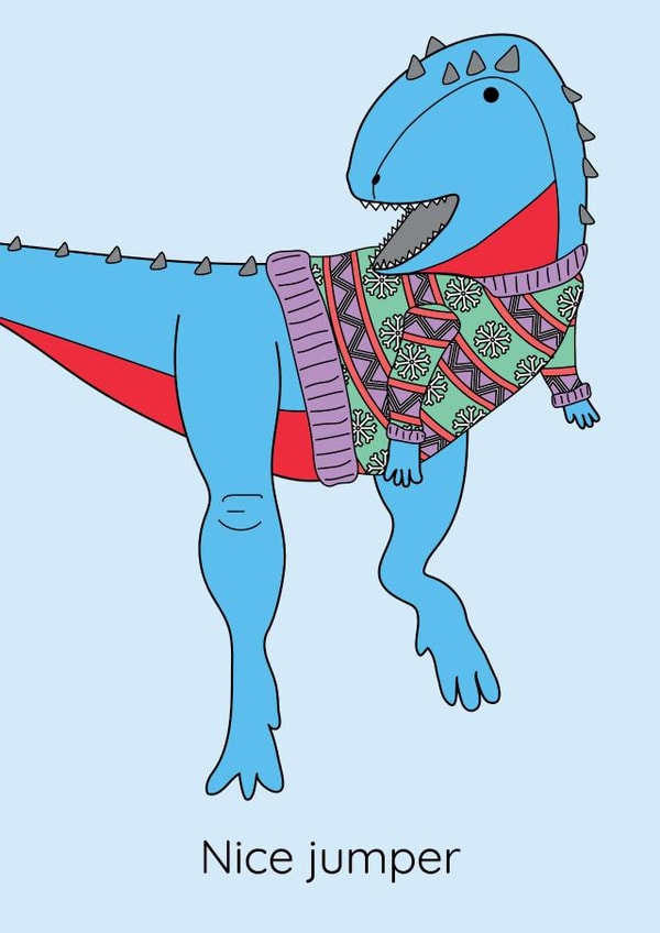 Funny Christmas Card - Christmas Jumper - Dinosaur created by Dinosaurs Doing Stuff
