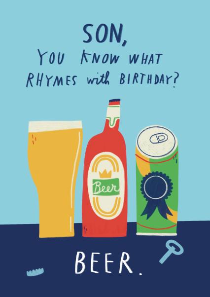 Beer son birthday card card