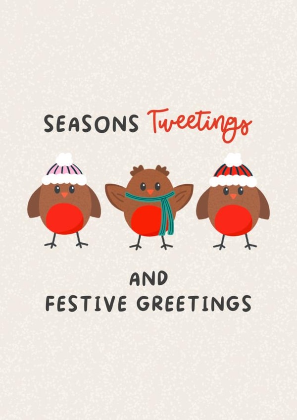 Cute Christmas Card - Red Robins - Seasons Tweetings created by Fierce and Fred