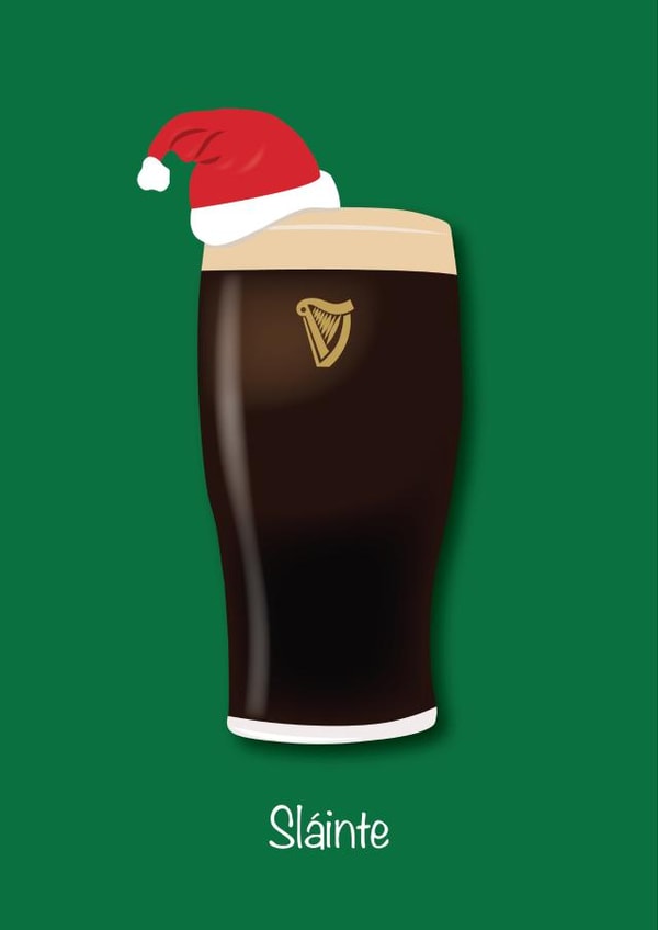 Modern Christmas card - Sláinte - Irish - Guinness created by DBD Designs