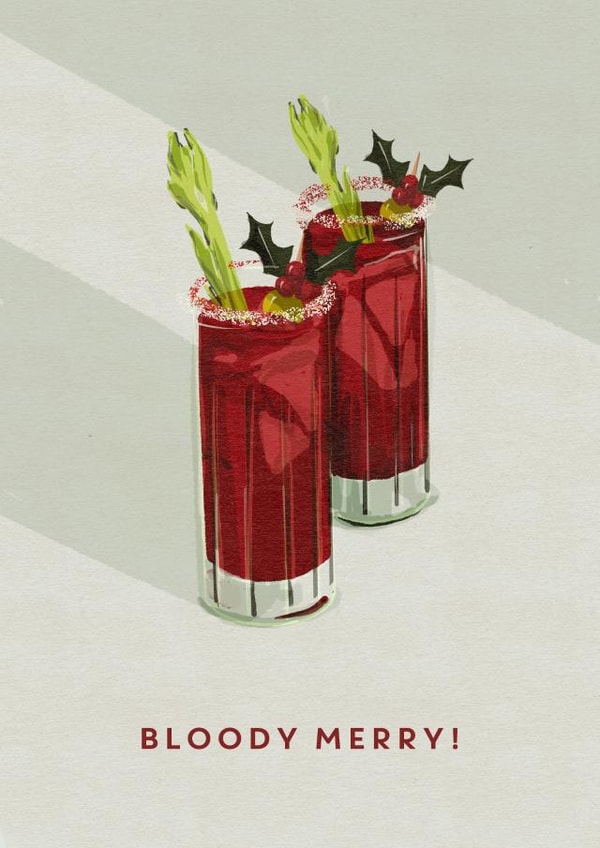 Arty Christmas Card - Bloody Mary - Cocktail created by @doublepea_designs