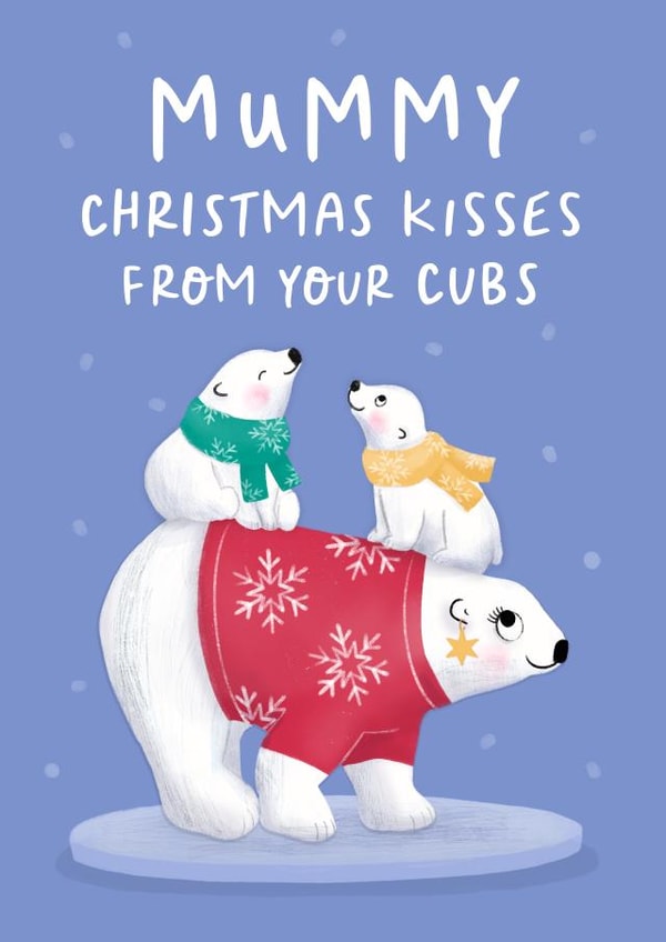 Cute Christmas Card - For Mummy - Polar Bears created by Painted Parasol Studio
