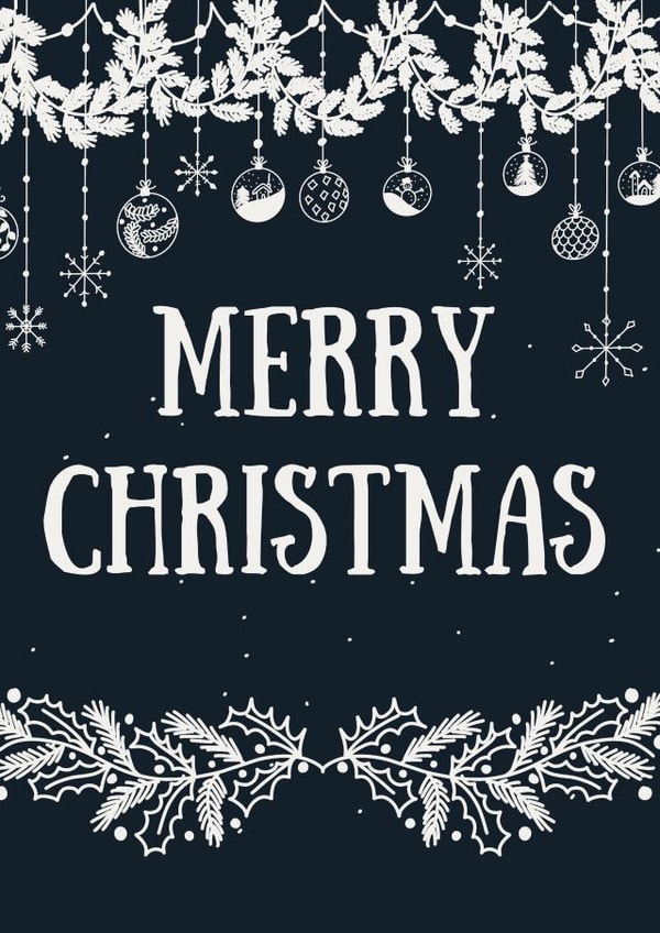 Classic Christmas Card - Garland - Baubles created by Jenny Wren Designs