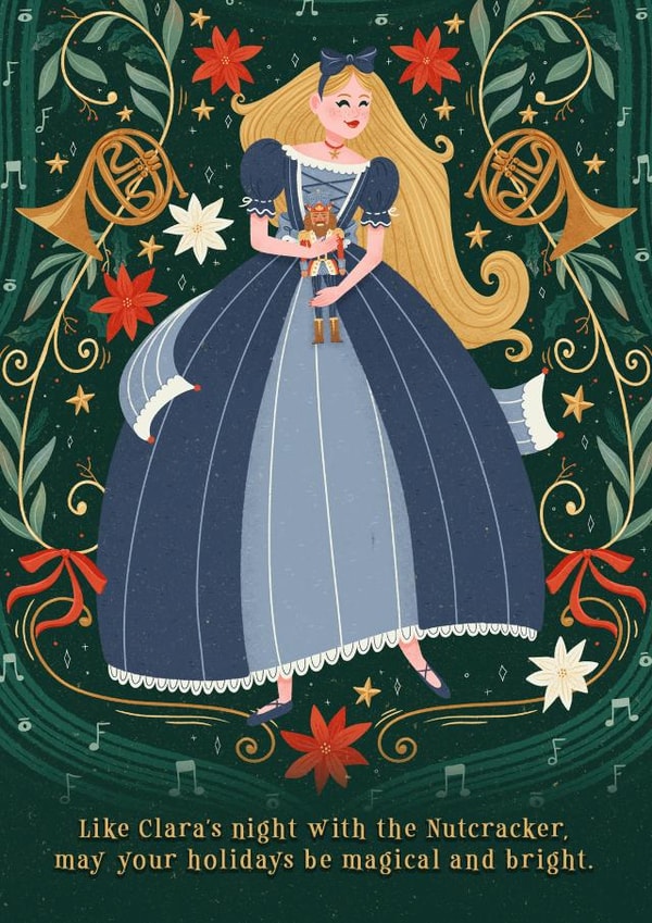 Classic Christmas Card - The Nutcracker - Clara And French Horns created by Tawn Moore