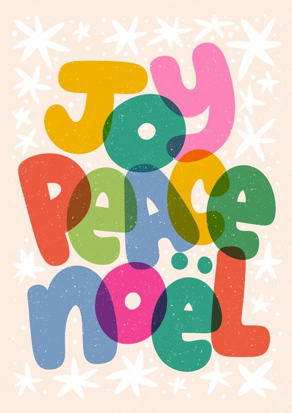 Modern Christmas Card - Joy Peace Noël - Stars created by Tawn Moore