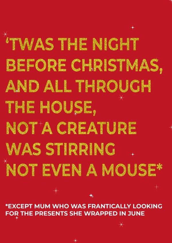 Funny Christmas card for organised mum, dad, sibling xmas card created by Thoughtfully Made UK