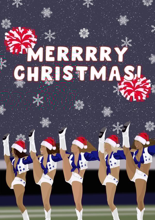 Funny Christmas Card - Merrrry Christmas - Dallas Cowboys Cheerleaders created by Pink Peach Cards