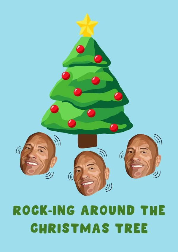 Funny Christmas Card - The Rock - Rock-ing Around The Christmas Tree created by Pink Peach Cards