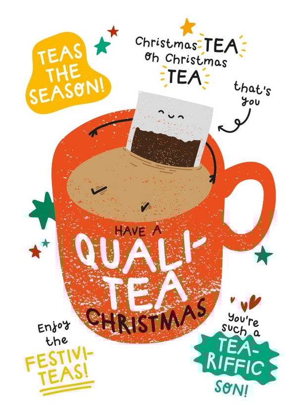 Funny Christmas Card - For Son - Tea Puns created by Twisted Haggis