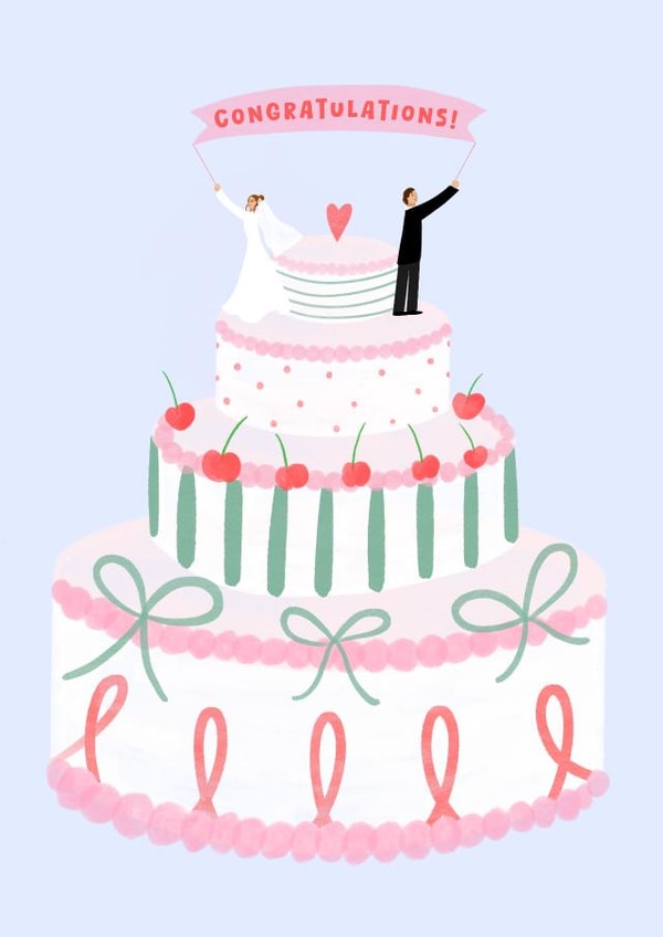 Cute Wedding Card - Congratulations Newlyweds - Wedding Cake created by Stilus