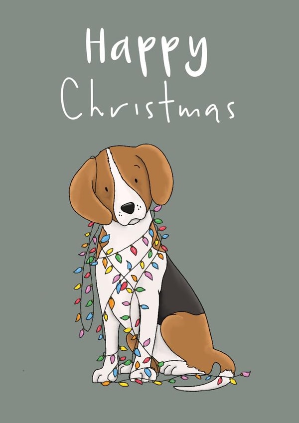 Cute Christmas Card - Beagle - Lights created by Lucy Driver