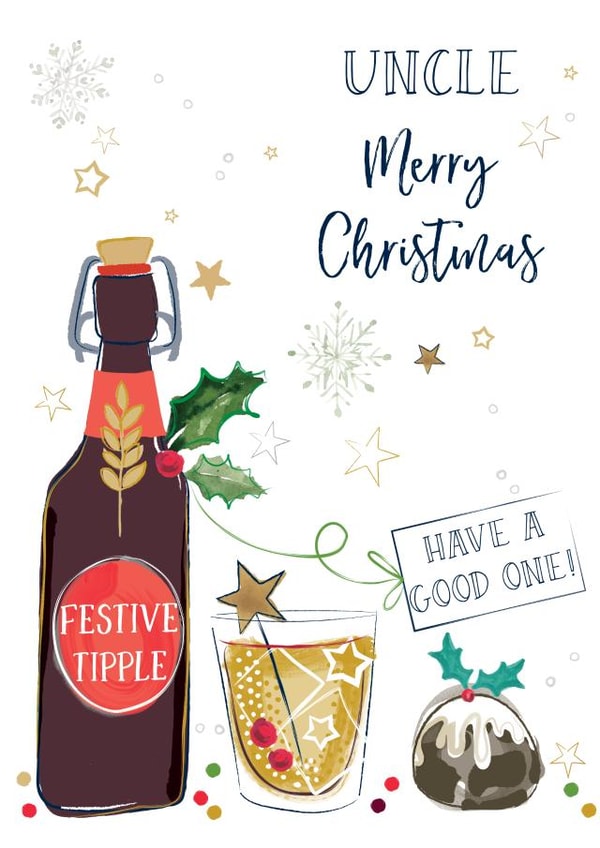 Traditional Christmas Card - For Uncle - Festive Tipple created by Katie Phythian Design