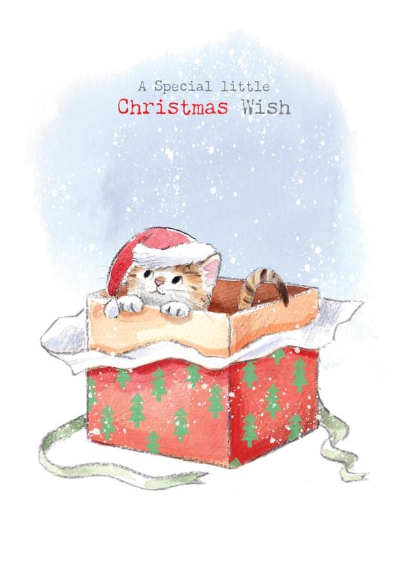 Cute Christmas Card - Christmas Wish - Kitten In A Gift Box created by Paper Shed Design