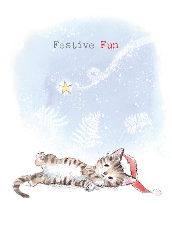 Cute Christmas Card - Festive Fun - Tabby Cat Kitten created by Paper Shed Design