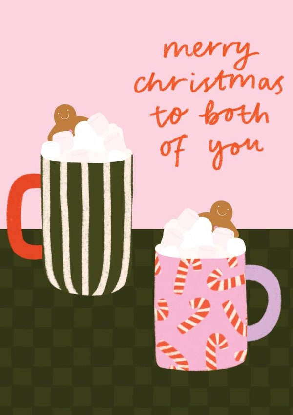 Cute Christmas Card - Both Of You - Hot Chocolate Mugs created by Lydia Southgate