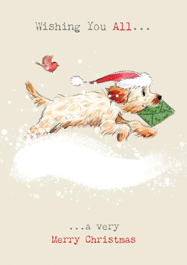 Cute Christmas Card - From Our House To Yours - Running Dog created by Paper Shed Design