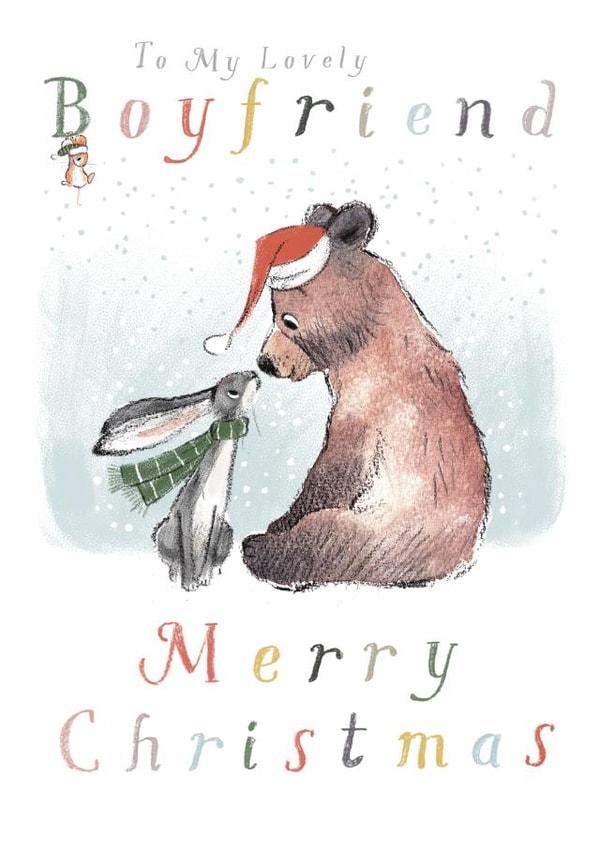 Cute Christmas Card - For Boyfriend - Bear, Hare & Mouse created by Paper Shed Design