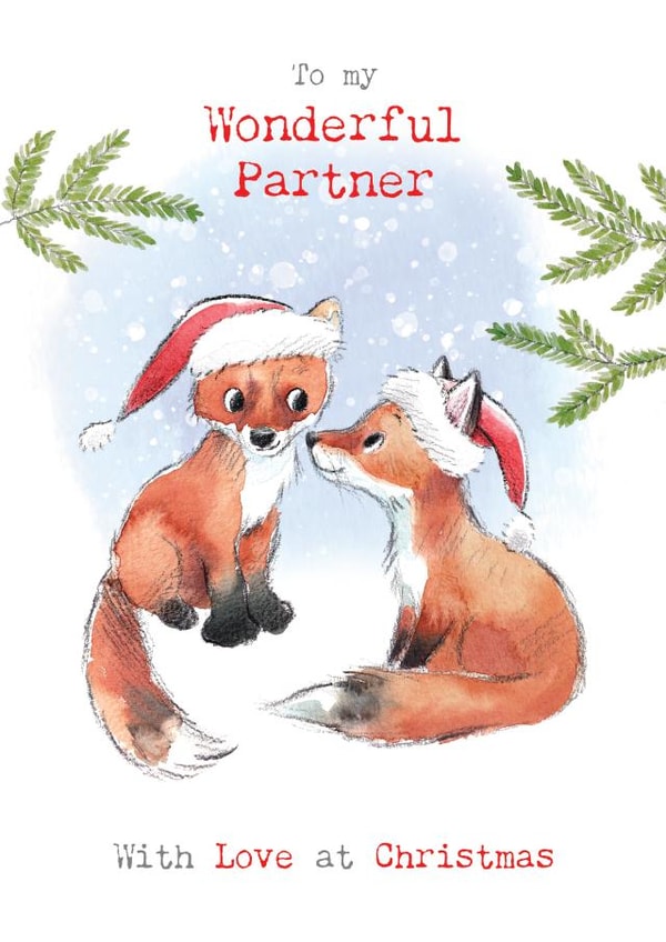 Cute Christmas Card - Wonderful Partner - Foxes created by Paper Shed Design