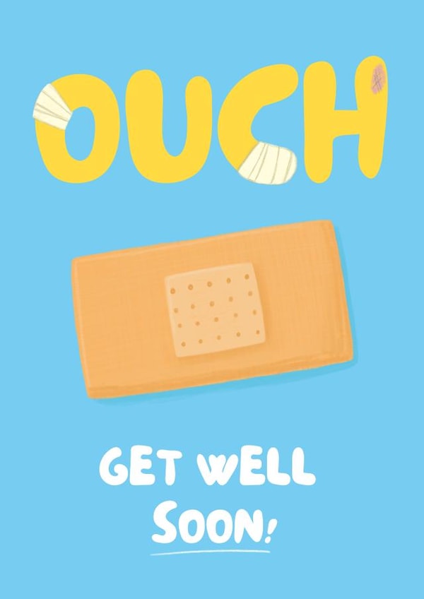 Cute Get Well Card - Ouch - Plaster created by Sian Moore Illustration