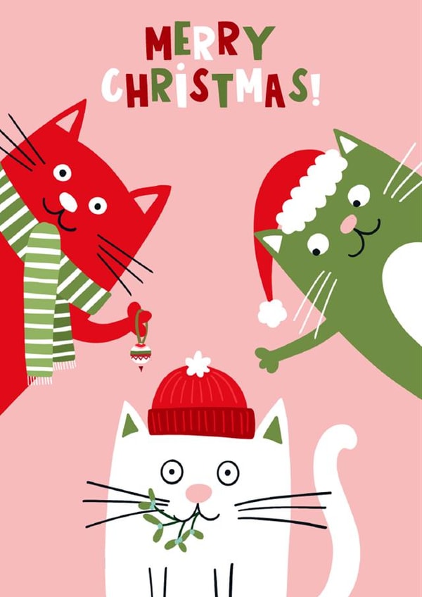 Cute Christmas Card - Cats - Illustrations created by Lucy Maggie Designs